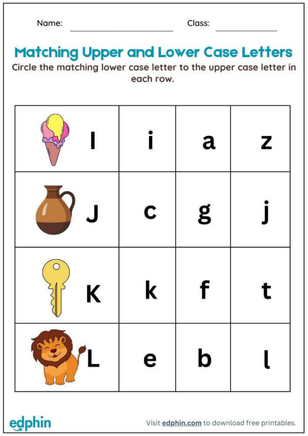 Matching Upper And Lower Case Letters Worksheet With Answer - Image 3