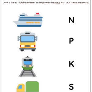 Match The Ending Consonants Worksheet With Answer