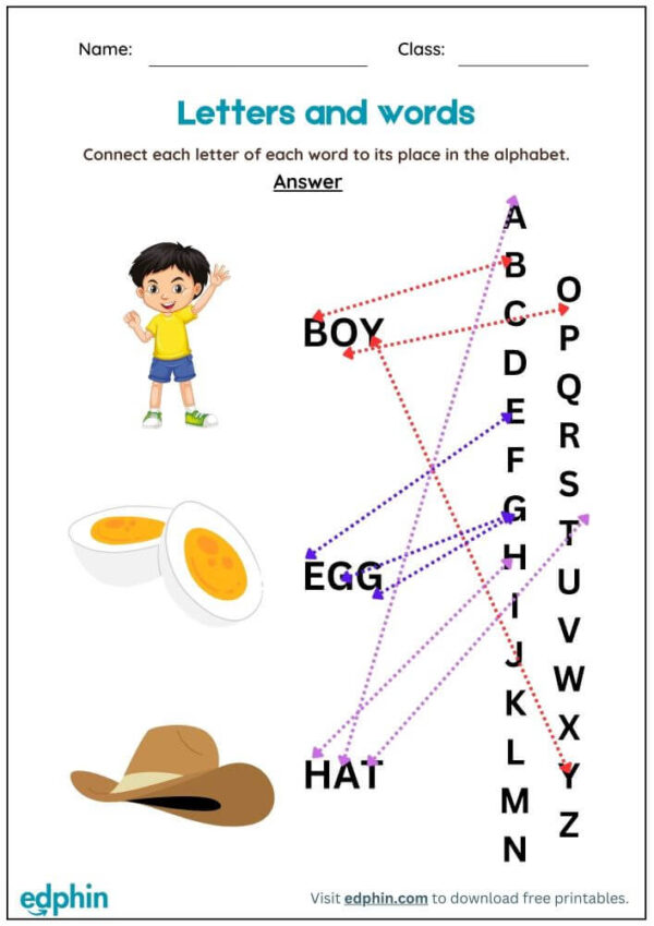 Matching Uppercase Letters To Make Words Worksheet With Answer - Image 3