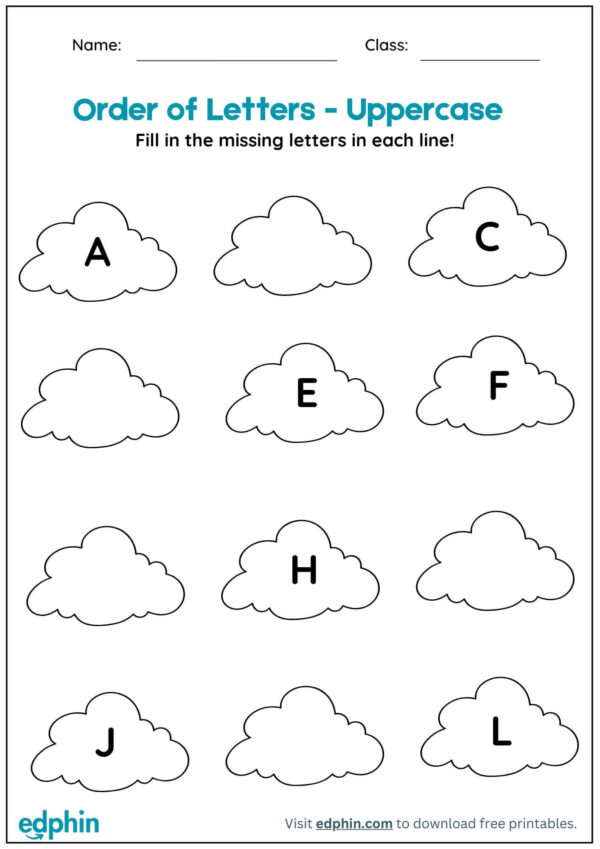 Writing Missing Uppercase Alphabets Worksheet With Answer