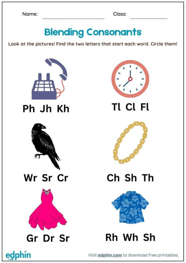 Circle The Beginning Consonant Blend Worksheet With Answer - Image 2