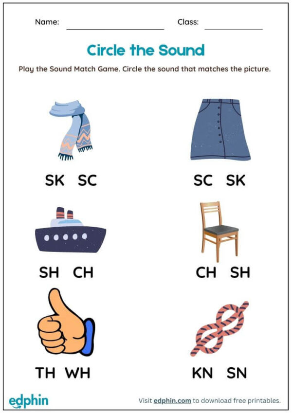 Circle The Beginning Consonant Digraphs Worksheet With Answer - Image 2