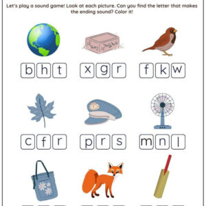 Circle The Ending Consonant Sound Worksheet With Answer