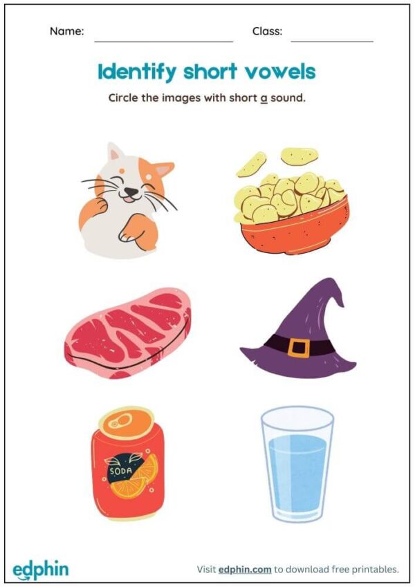 Circle The Short Vowel Sound Worksheet With Answer