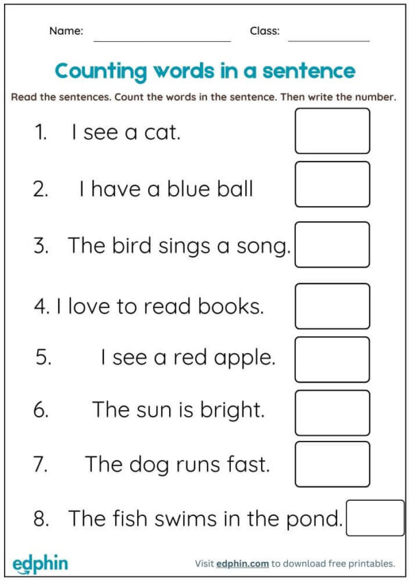 Count The Sentence Words Worksheet For Kids - Image 2