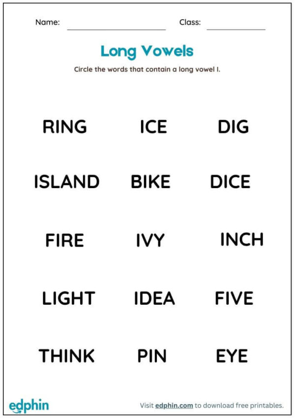 Find The Long Vowel Sound Words Worksheet With Answer - Image 3
