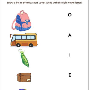 Match The Short Vowel Sounds Worksheet With Answer