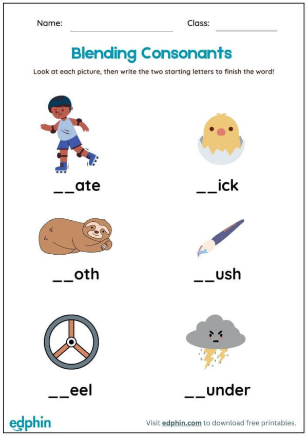 Write The Beginning Consonant Blend Worksheet With Answer - Image 2
