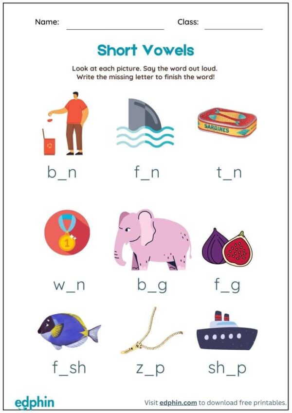 Write The Short Vowel Sound Worksheet With Answer - Image 3