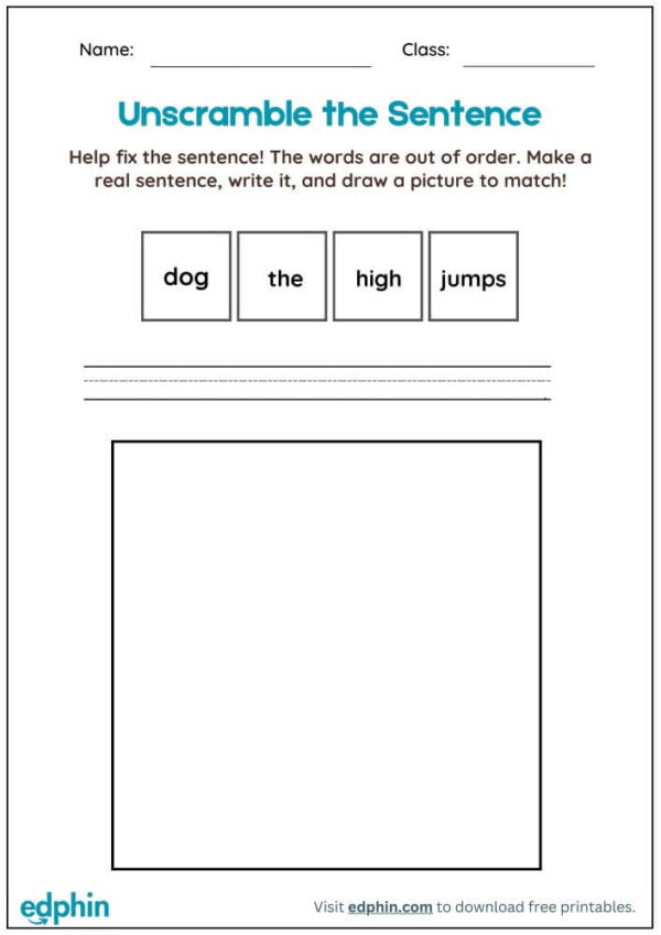 Write The Unscramble Sentences Worksheet With Answers