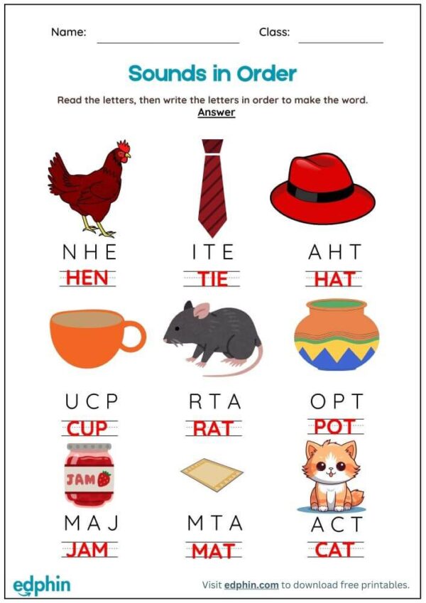 3 Letter Jumbled Word Worksheet With Answer - Image 3