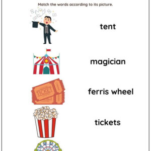 Beach And Festival Vocabulary: Match Words With Pictures Worksheet With Answers