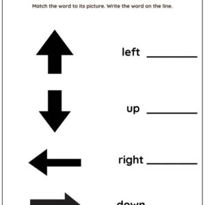 Body Direction Words: Missing Letter Worksheet With Answer