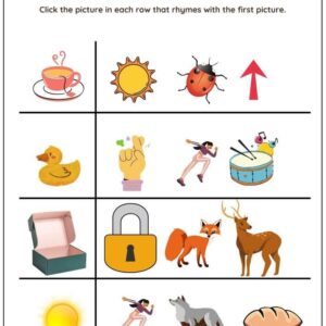 Circle Rhyming Pictures Worksheet With Answer