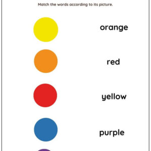 Color Vocabulary: Match Words With Pictures Worksheet With Answers