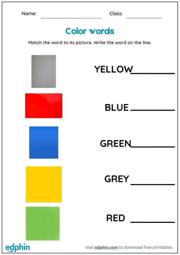 Colors Name: Missing Letter Worksheet With Answer