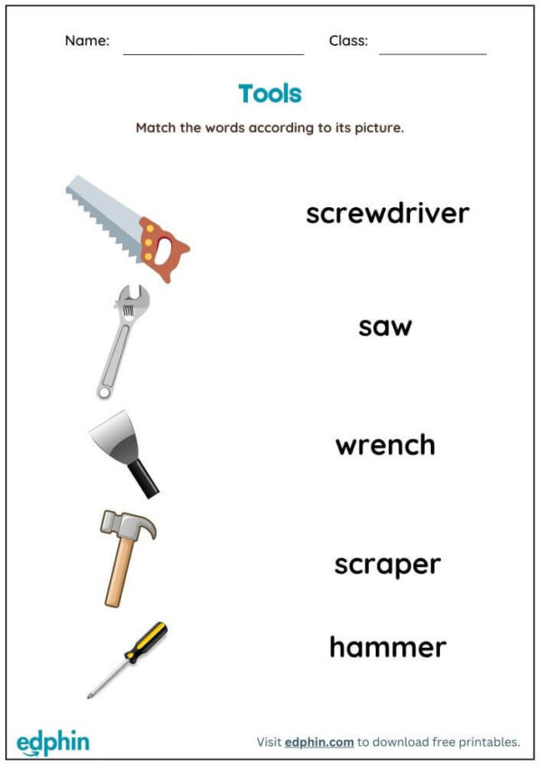 Construction Vocabulary: Match Words With Pictures Worksheet With Answers - Image 2