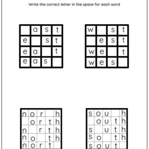 Direction Words: Hidden Letter Worksheet With Answer