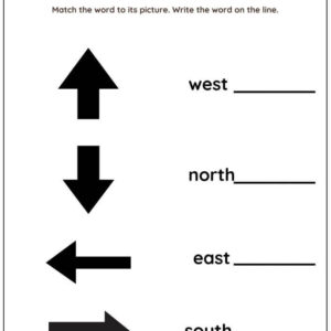 Direction Words: Missing Letter Worksheet With Answer