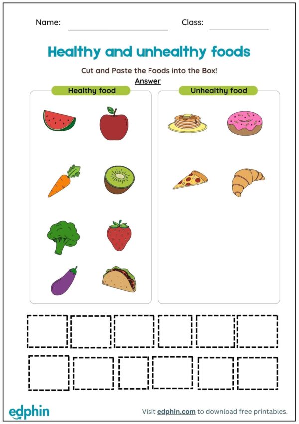 Identify Healthy Food Worksheet With Answers - Image 3