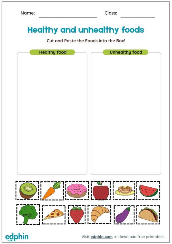 Identify Healthy Food Worksheet With Answers - Image 2