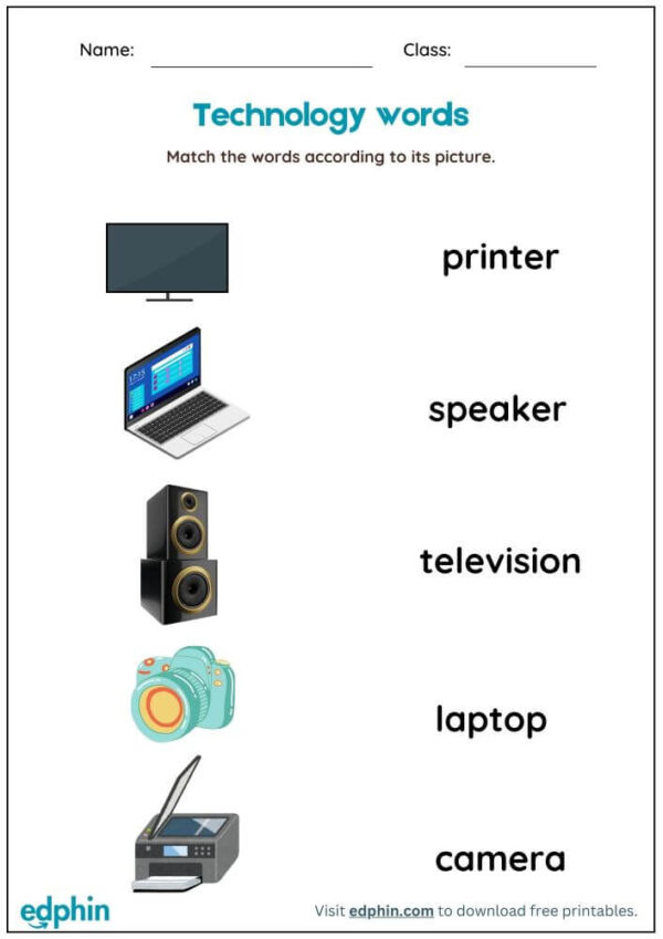 Home & School Vocabulary: Match Words With Pictures Worksheet With Answers