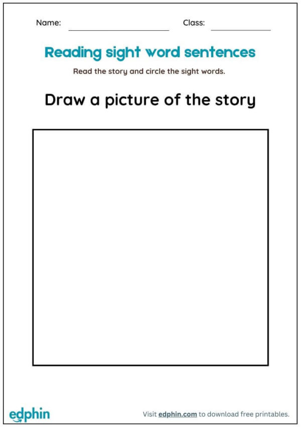 Read And Draw Sight Words Sentences Worksheet With Answers - Image 2