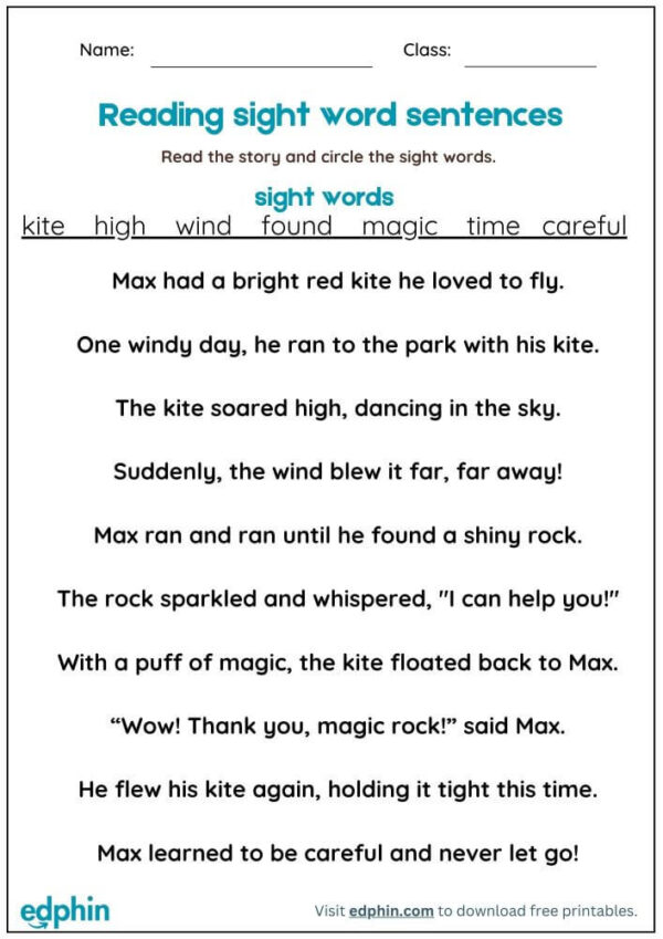 Read And Draw Sight Words Sentences Worksheet With Answers - Image 3