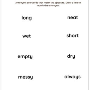 Matching Antonyms Worksheet With Answer