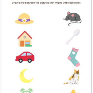 Matching Rhyming Pictures Worksheet With Answer