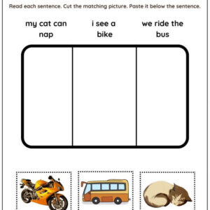 Matching Sentences To Pictures Worksheet For Kids