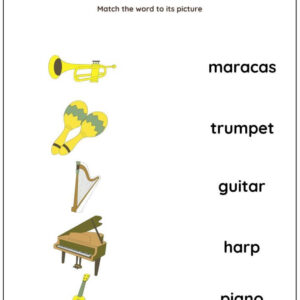 Music Words Worksheet : Match Words with Picture Worksheet With Answer