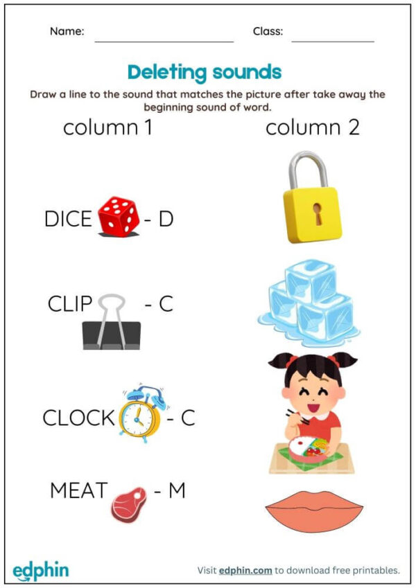 Subtracting Phonemes Worksheet With Answer