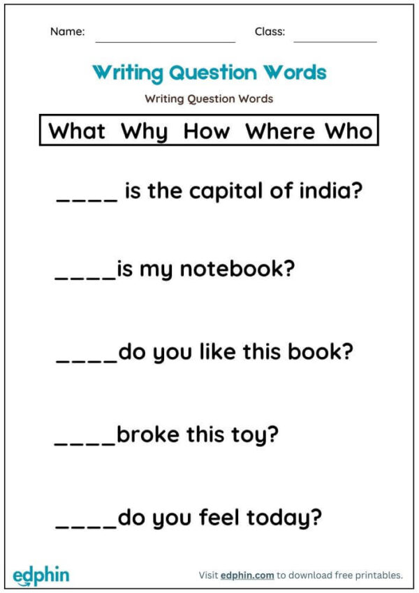 Question Words Worksheet With Answers - Image 2