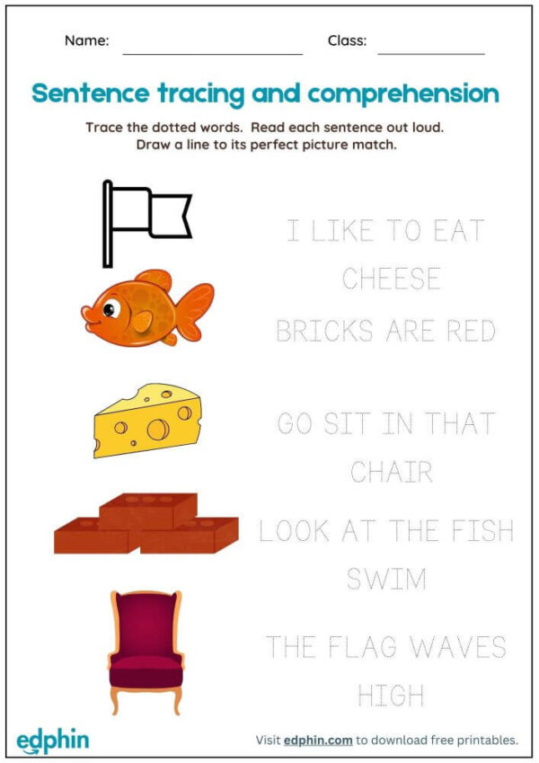 Sentence Pictures Matching Worksheet With Answers - Image 2