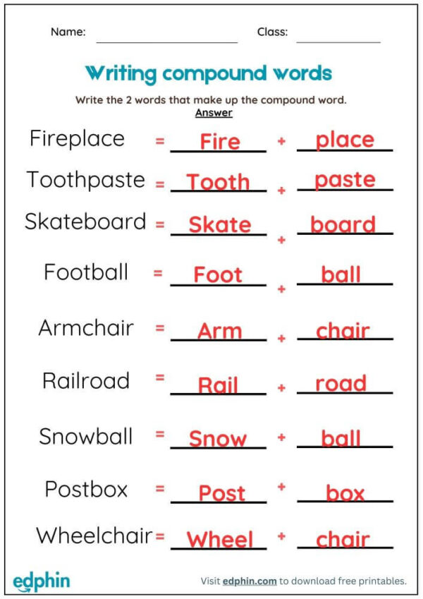 Separate Compound Words Worksheet With Answer - Image 3
