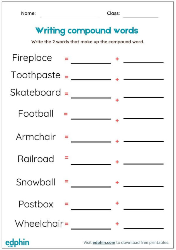 Separate Compound Words Worksheet With Answer