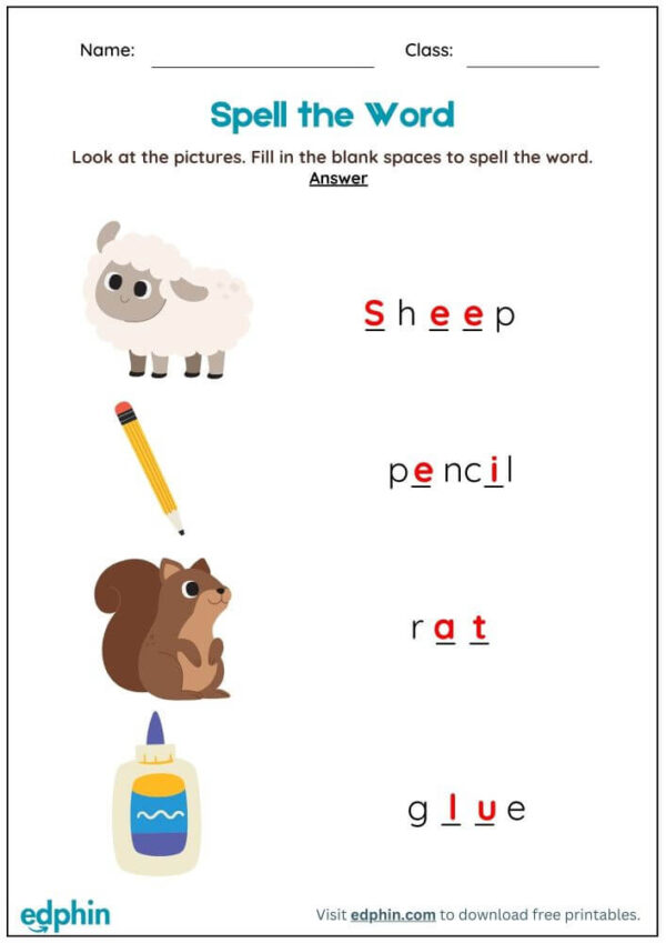 Spell With Digraphs Worksheet With Answer - Image 3