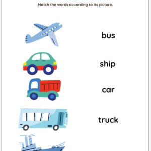 Transport Vocabulary: Match Words With Pictures Worksheet With Answers