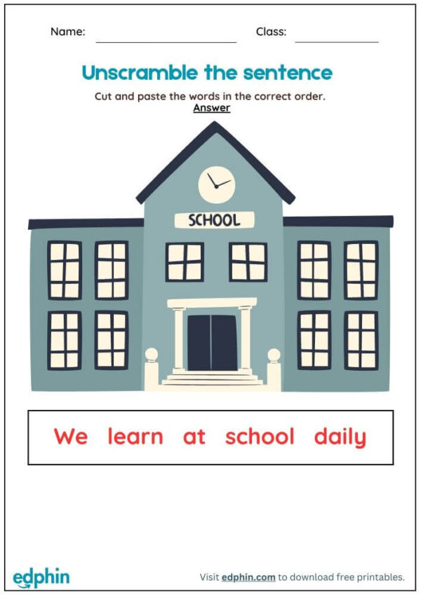 Unscramble Words Sentences Worksheet With Answers - Image 3