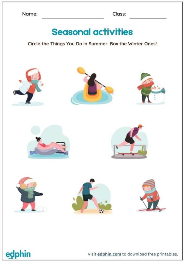 Circle The Seasonal Things & Activities Worksheet With Answers - Image 2