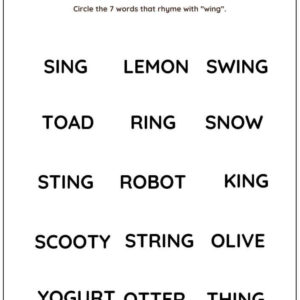 Find Rhyming Words Worksheet With Answer