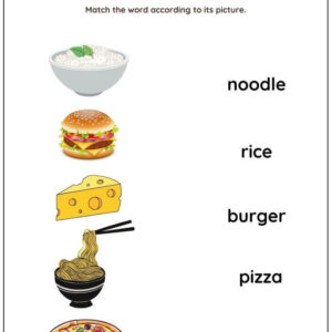 Food Vocabulary: Match Words With Pictures Worksheet With Answers