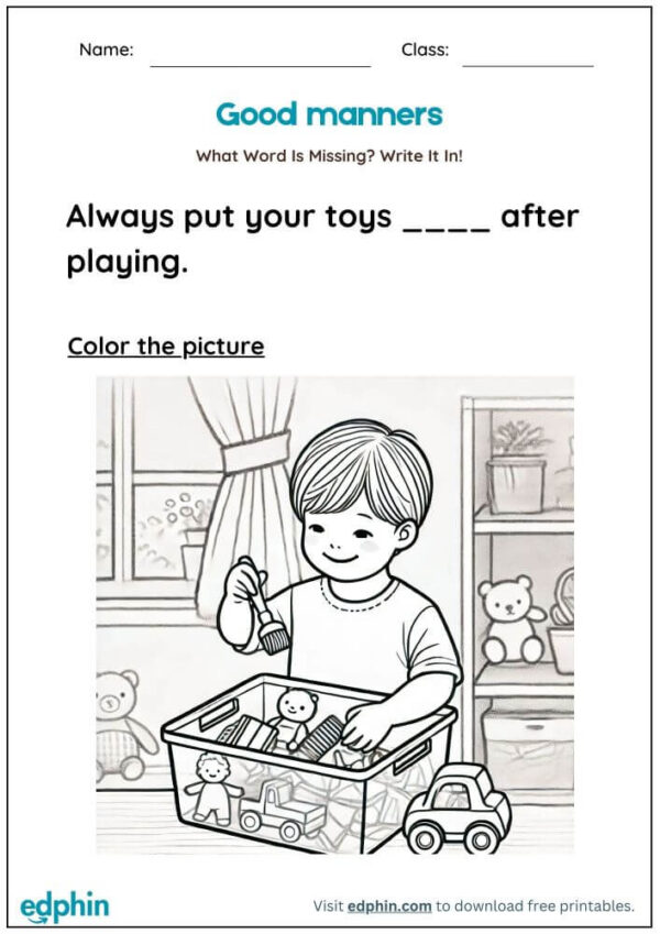 Good Manners Worksheet With Answers - Image 2