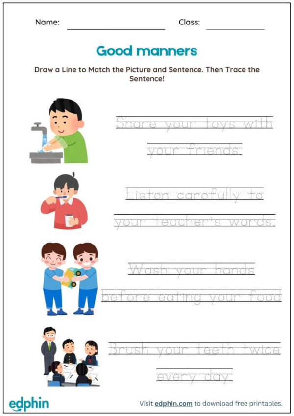 Good Manners Worksheet With Answers