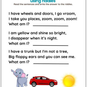 Kindergarten Riddles Worksheet With Answers