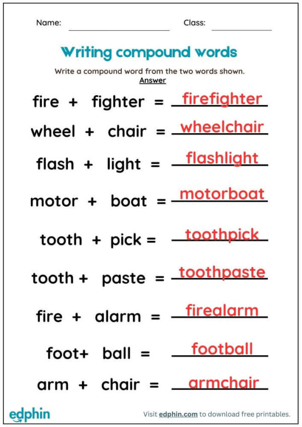 Making Compound Words Worksheet With Answer - Image 3