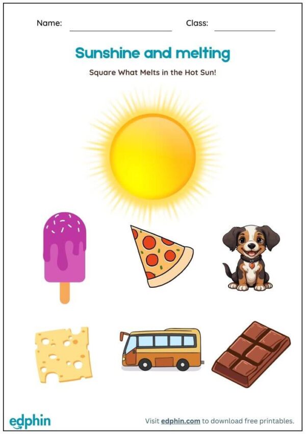 Melting With Sun Worksheet With Answers - Image 2
