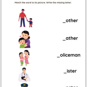 People Words Worksheet : Match Words with Picture Worksheet With Answer