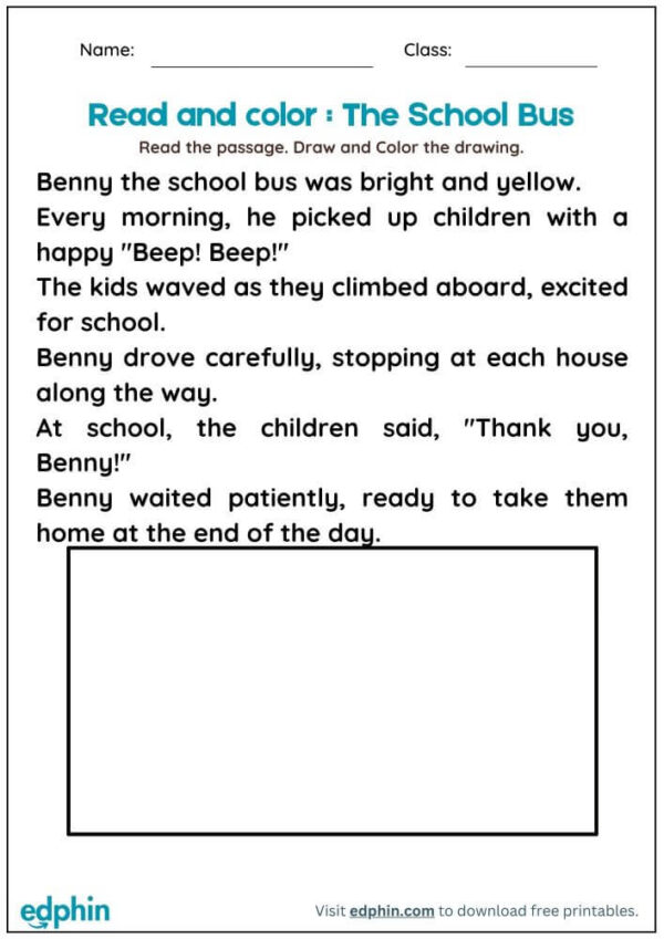 Read Passage And Draw Worksheet For Kids - Image 3